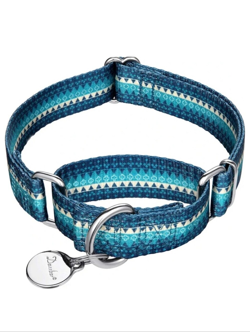 New Turquoise Martingale Dog Training Collar No Pull Heavy Duty Geometric Design